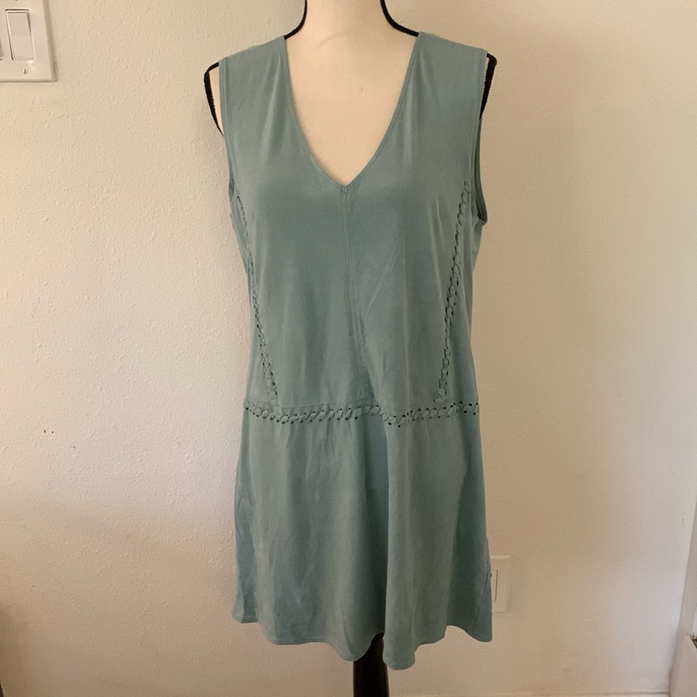 Jolt sleeveless faux suede mint mini dress size L